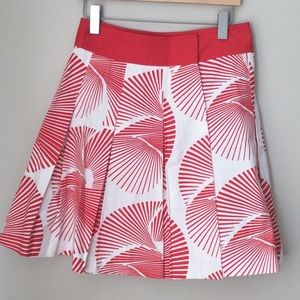 DVF Ivory/Red pleated wrap skirt